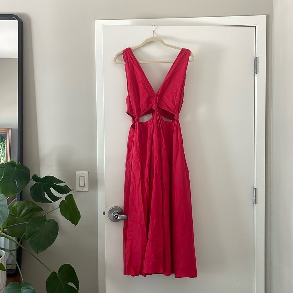 Farm Rio cut-out linen midi dress.